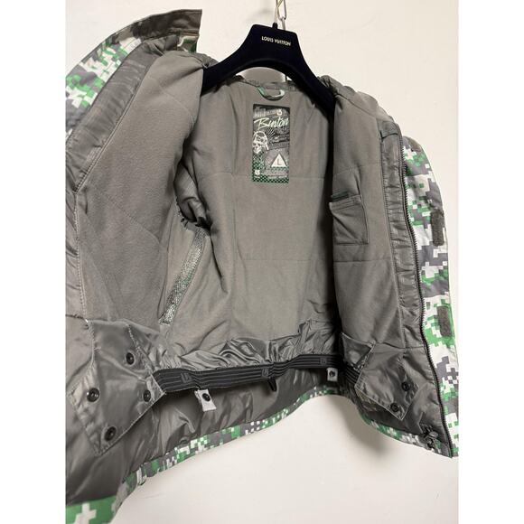 Burton Jacket Boys Large Green Gray Digital Camo Modem Hooded Snowboard Ski - Picture 2 of 16